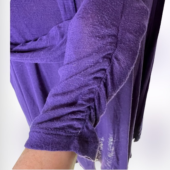 Cato purple pullover long sleeve curvy tunic v neck collar gathered cuffs sz L - Picture 5 of 7